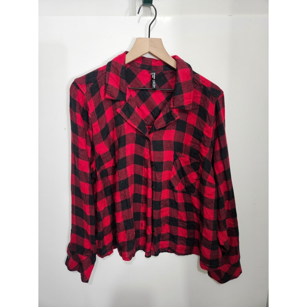 Torrid Sleep Womens Plus Size 2 Red Black Buffalo Plaid Pajama Top Button Down